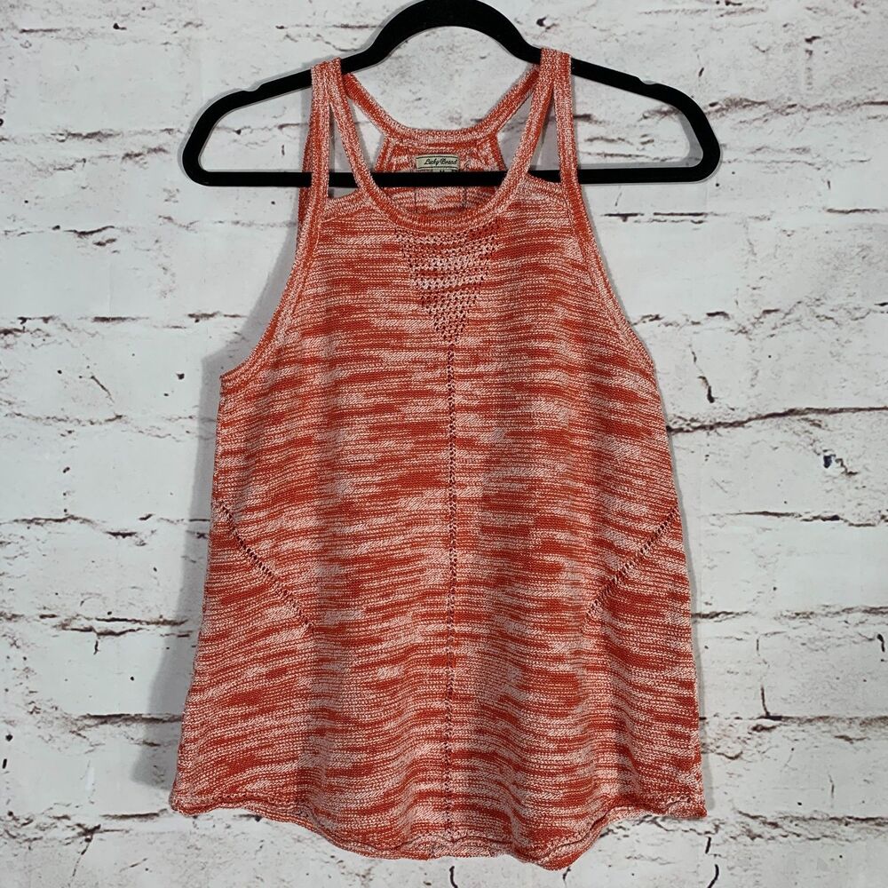 Lucky Brand Coral Knit Tank Top Medium Lined Sleeveless Racerback Boho Festival
